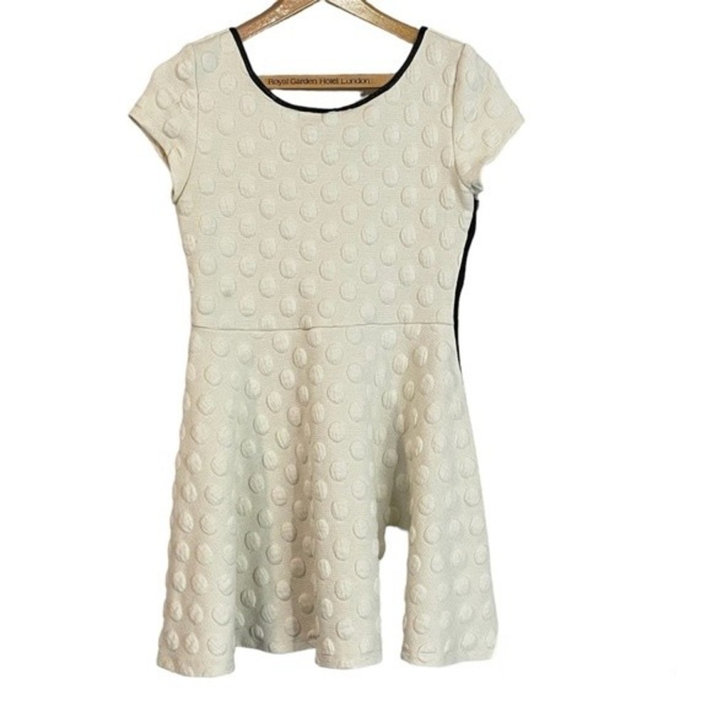 Anthropologie THML Dotted Fit and Flare Dress, cream color. Women’s size M